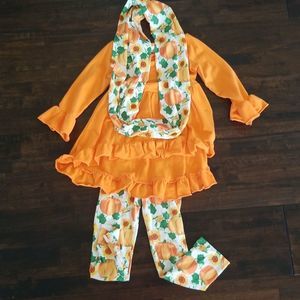 Girls Pumpkin THANKSGIVING Outfit 